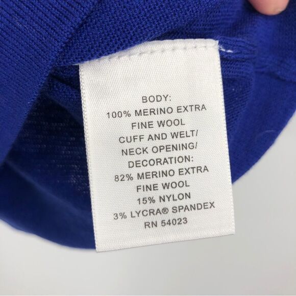 Banana Republic Merino Wool Sweater Womens Small Royal Blue Ruffle Wrap - Picture 5 of 7